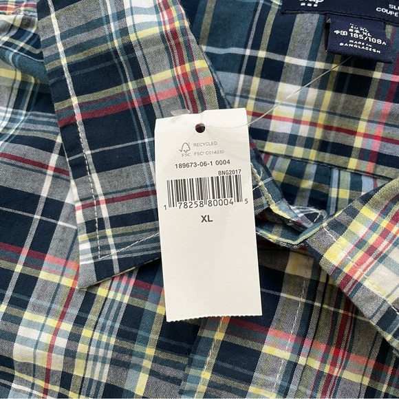 Gap Plaid Button Down Shirt Men’s Size XL Slim Fit Multicolor NWT Short Sleeve - Picture 8 of 10